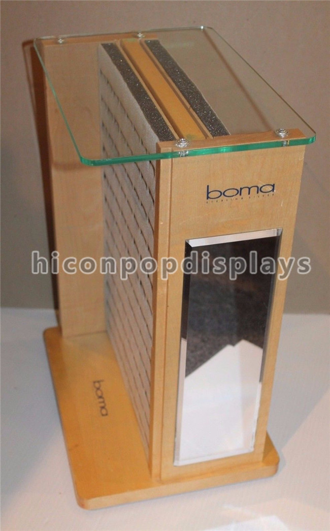 Настольный деревянный стеклянный розничный дисплей ювелирных изделий для аксессуаров моды/серег