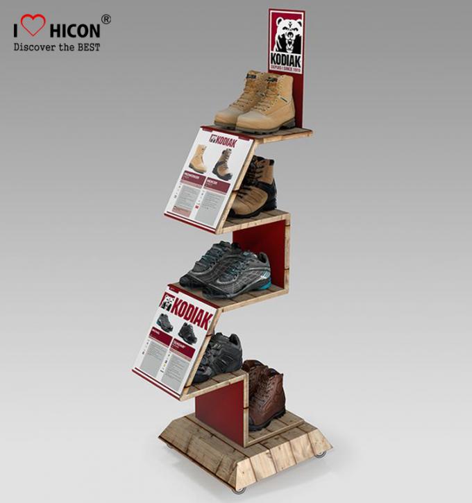 Удобный воодушевите полки дисплея тапки стеллажей для выставки товаров обувного магазина деревянные
