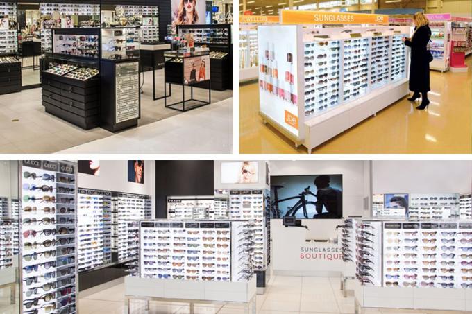 Вращая стеллажи для выставки товаров солнечных очков магазина Eyewear с деревянным основной металл штангой