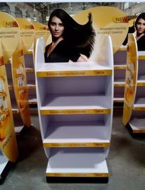 Китай Wood flooring movable hair care shampoo display stand поставщик